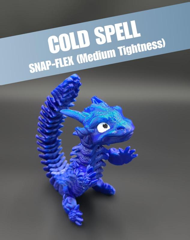 Cold Spell, Winter Dragon - Articulated Dragon Snap-Flex Fidget (Medium Tightness Joints)