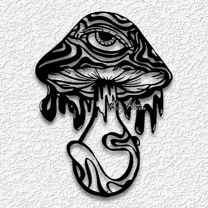 trippy mushroom with eye wall art hippie home decor