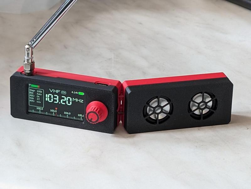 Mini Pocket Radio SI4732 folding Case with 2 NEW Loudspeaker