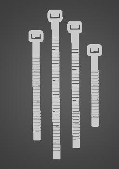Working 3d printed zip-tie in 4 sizes