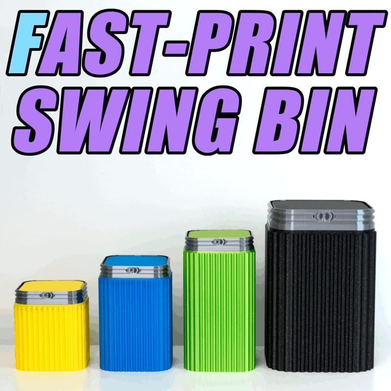 Fast-Print Trash / Rubbish Bins With Swing Lids