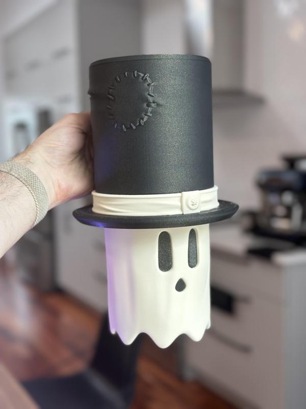 Sliding Ghost in a Top Hat - Halloween Bucket
