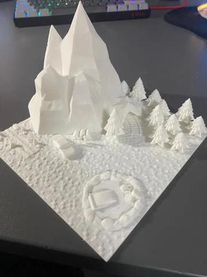 Model of nature near the mountain.   