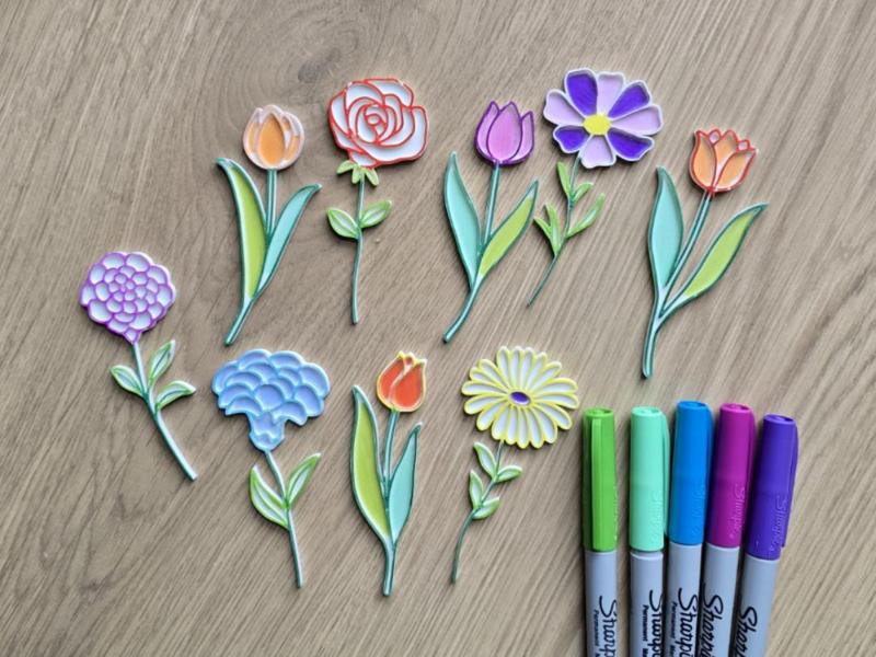 Botanical Flower Coloring Set Mark Paint Gift Idea