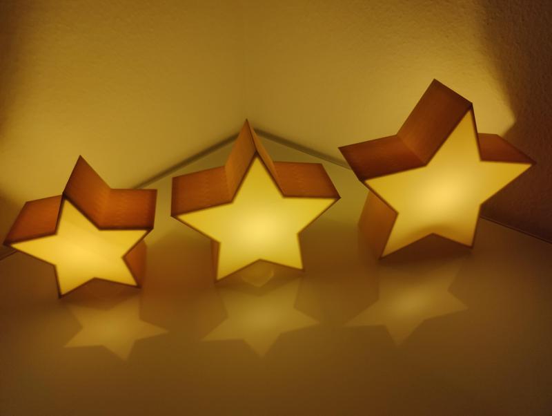Christmas Stars for LED Tea Light - three Sizes