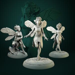 Pixie set 3 miniatures 32mm pre-supported