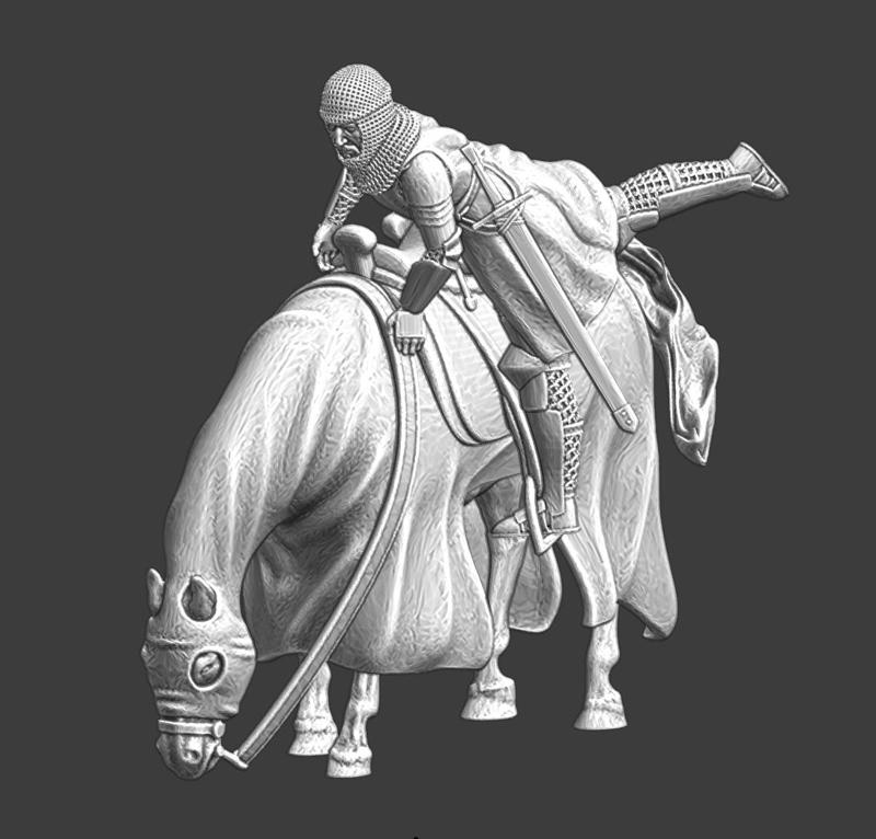 Medieval Knight dismounted his horse