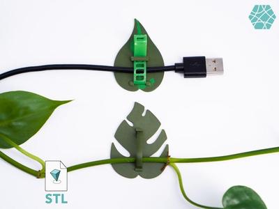 Plant Cable Clips & Ties "LeafLock" | Adjustable Cable Zip STL to 3D print | Leaf Adhesive Wall Clips