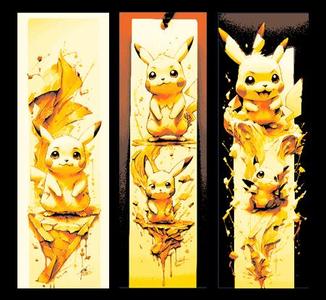 Fan Art set of 3 bookmarks - Pokemon star Pikachu 