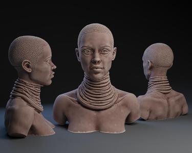 Bust of Ndebele Woman with Neck Rings.