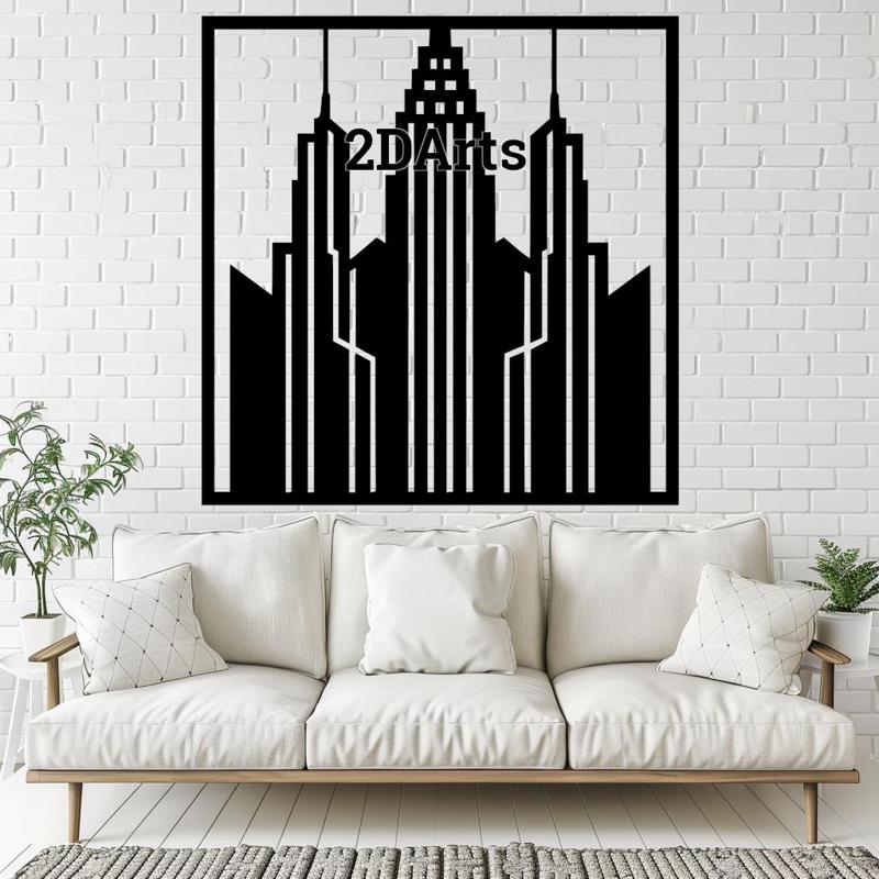 City Skyline 2D Wall Art/Window Art - Digital STL & SVG Files for 3D Printing and Laser Cutting