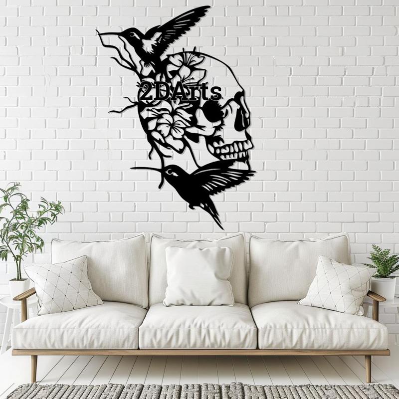 Skull with Hummingbirds 2D Wall Art/Window Art