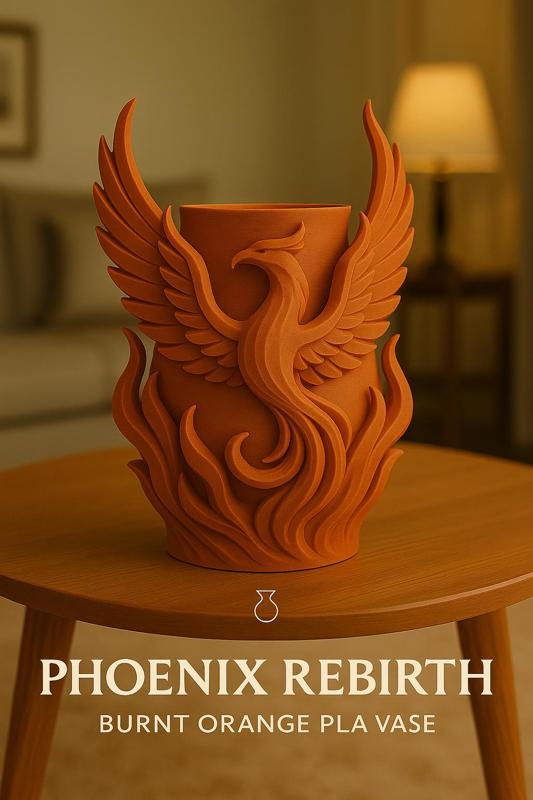 Phoenix-shaped vase art organizer for rebirth glow