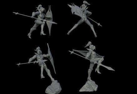 Elven warrior pack with spear and shield miniatures