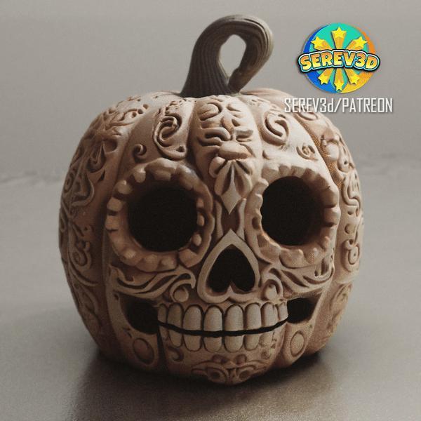 Day of the Dead Halloween Pumpkin - Lamp-SEREV3d