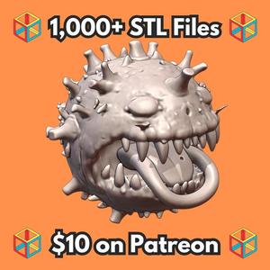 28mm Sci-Fi Floating Spikey One Eyed Creature MineeForm FDM 3D Print STL File