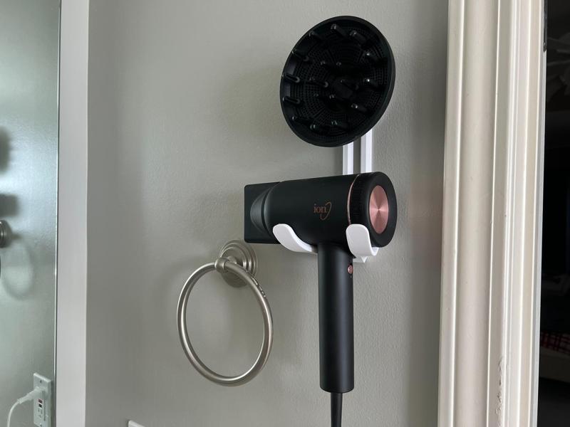 Hair Dryer Wall Mount + Magnetic Accessory Holder
