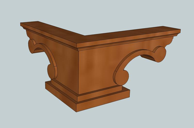 Scrolled cabinet pedestal foot Corner