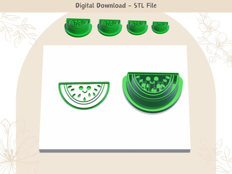 Baby Watermelon Clay Cutter for Polymer Clay | Digital STL File | Clay Tools | 4 Sizes Summer Clay C