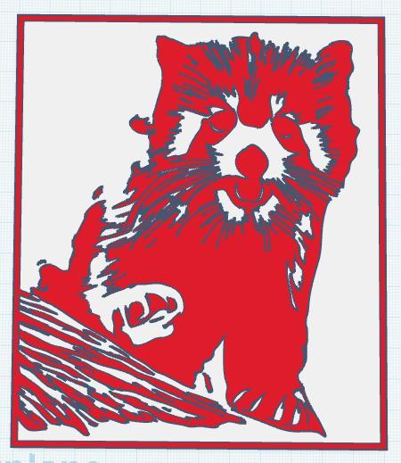 red panda woodcut-style print
