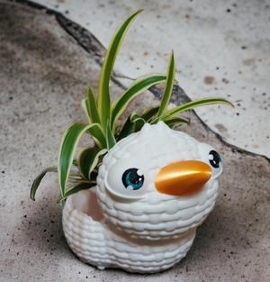 Cute Crochet Duck Flower Plant Pot