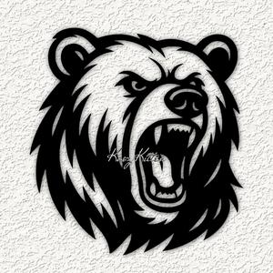 growling grizzly bear wall art home decor
