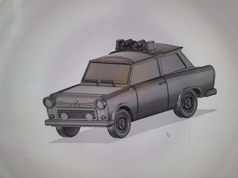 Trabant soviet era car and Police version 1/71 20mm Elhiem