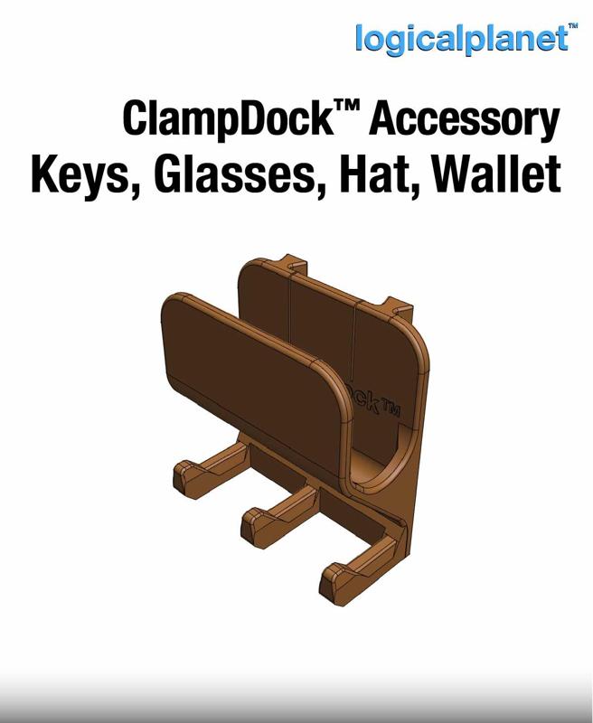 ClampDock Accessory - Keys, Glasses, Hat, Wallet, Phone Holder