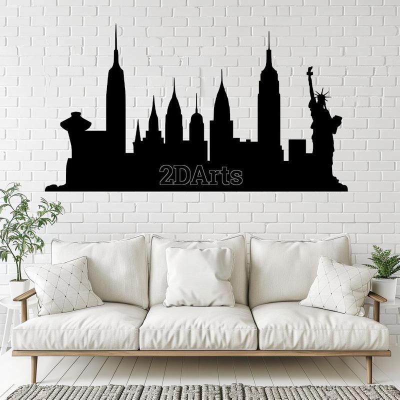 New York Silhouette 2D Wall Art/Window Art - Digital STL & SVG File for 3D Printing or Laser Cutting