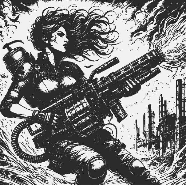 Woman with her flamethrower Lamp/Deco Perfect for daredevils