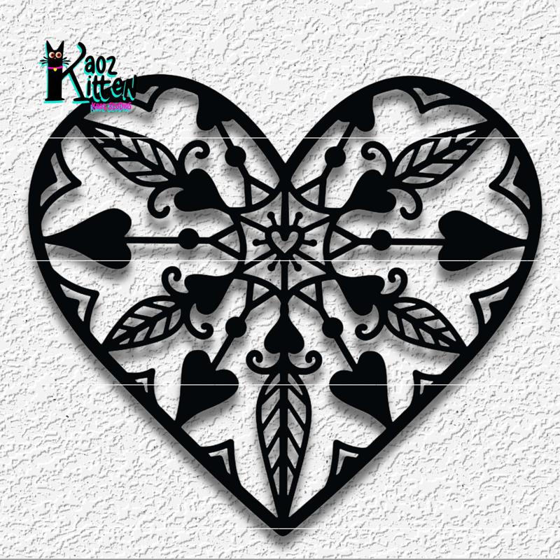 mandala feather heart wall art valentines day decor