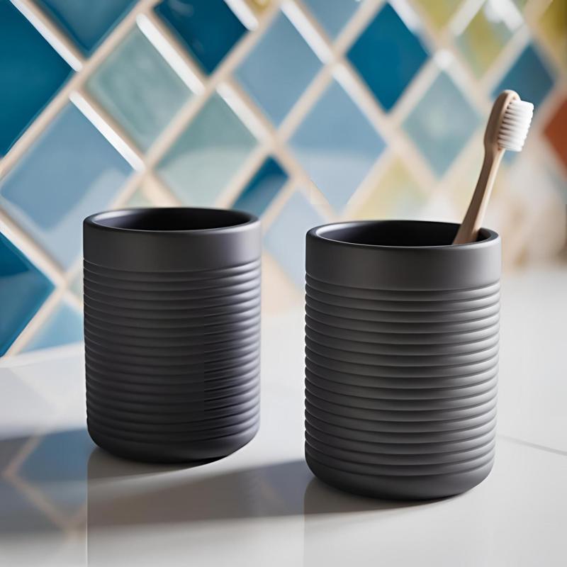 Modern Ribbed Toothbrush or Pencilholder
