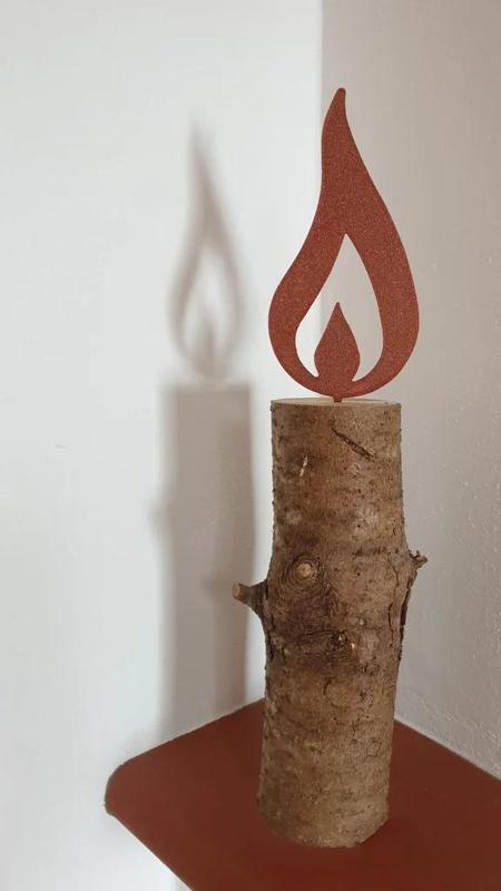Rusty flame for wooden candle - XMAS gift