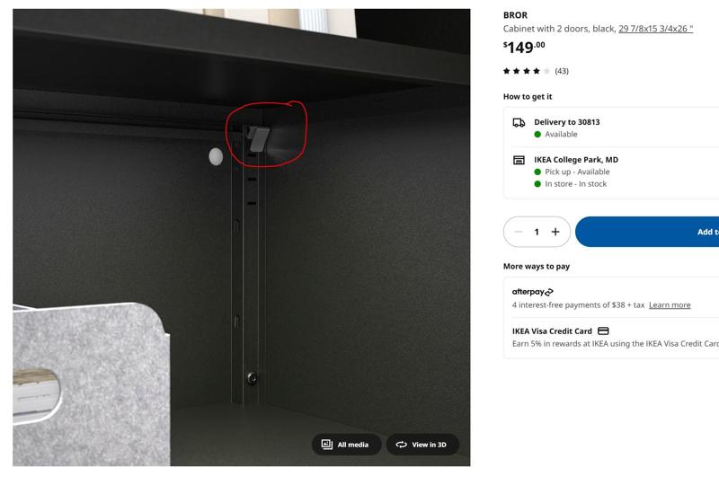 IKEA BROR Cabinet Bracket / Brace for Shelves