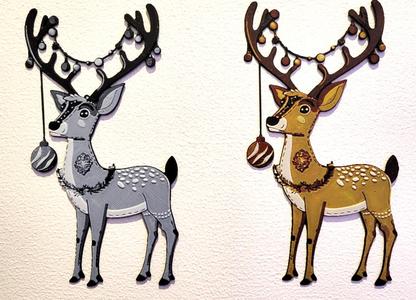 Christmas Reindeer with light garland and Ball-HF