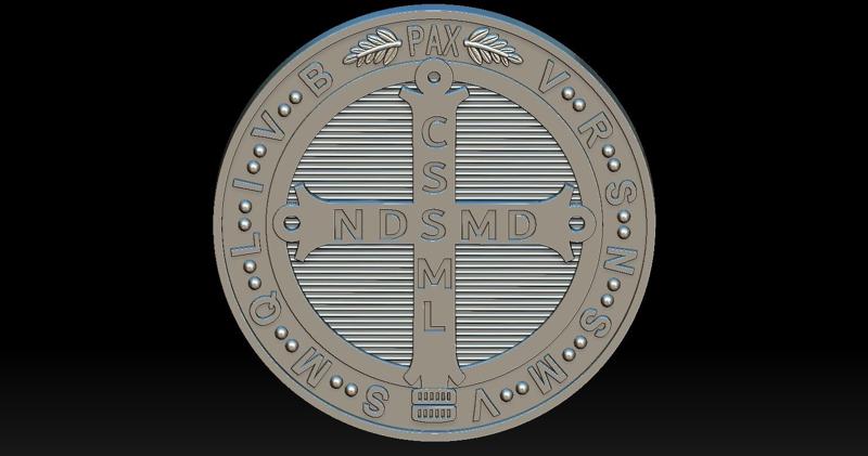 3D Printed Model of Saint Benedict Medal 1 Side