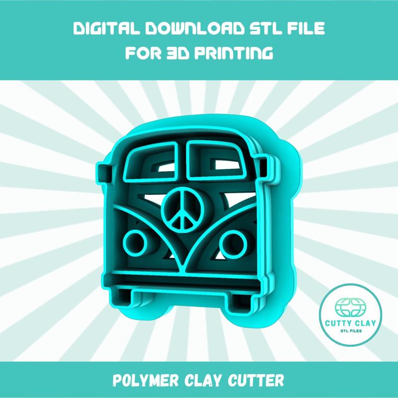 Cutty Clay STL Campervan Polymer Clay Cutter in 5 Sizes for Jewels Making STL FILE TO DOWNLOAD