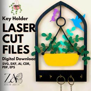 Arch Key Holder Laser Cut Files for Glowforge, CNC Laser Cutting Machines, SVG Files Personalized Key Hanger, Hanging Planters Key Holder