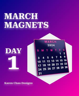 March 2024 calendar magnet