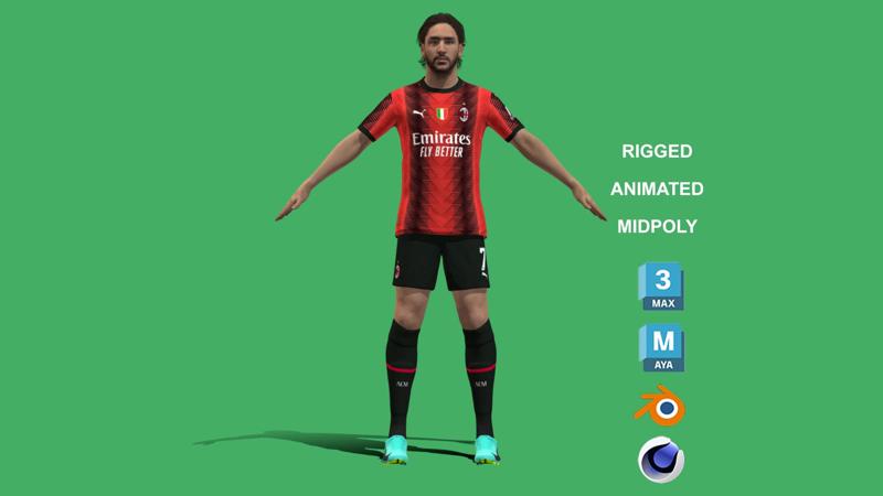 3D Rigged Yacine Adli AC Milan 2024