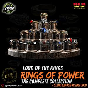 Complete Collection of Tolkien's 20 Rings of Power - "The Lord of the Rings" Epic Replicas for SLA Printing