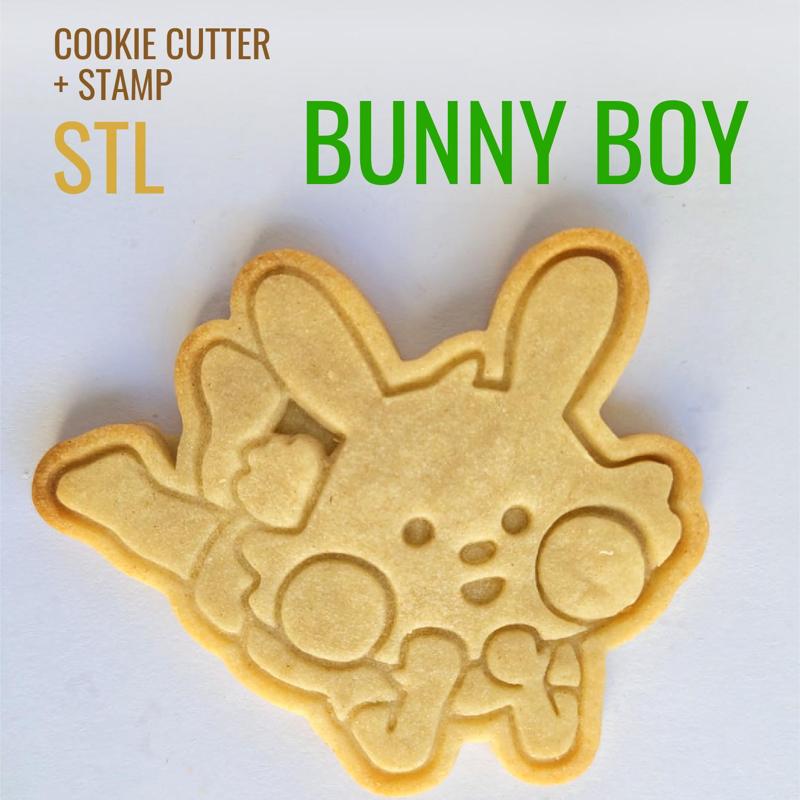 Bunny Boy - Easter Cookie cutter with stamp