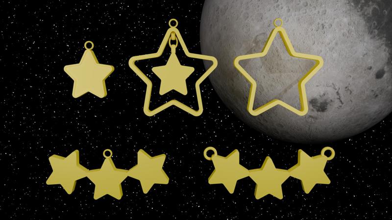 Christmas star ornaments for earrings or necklaces