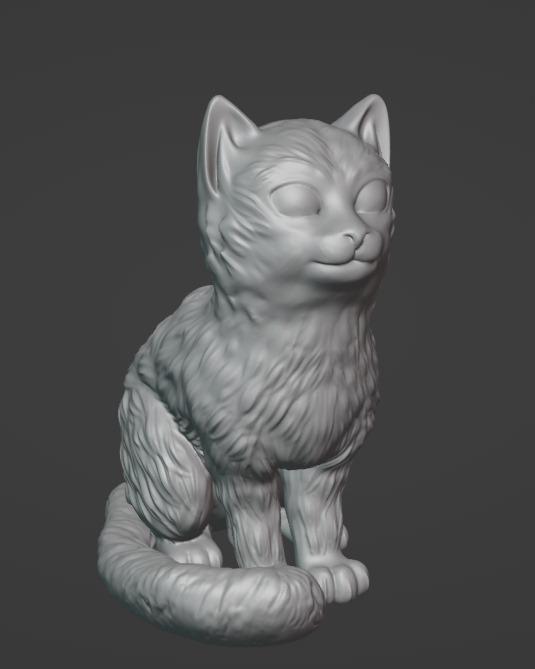 Sitting Kitten, Sitting Cat - 3D Printable Model, Cat