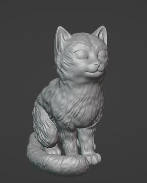 Sitting Kitten, Sitting Cat - 3D Printable Model, Cat