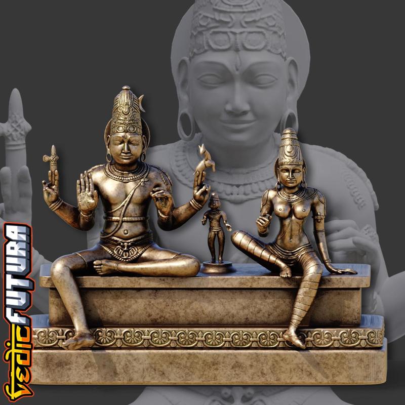 Bronze Ensemble of Shiva, Uma, and Skanda
