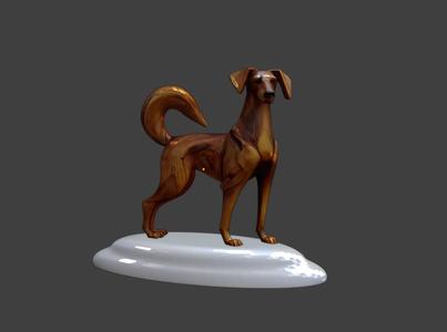 A Standing Bronze Sentinel: The Elegant Dog of Amber Hues Figure - 3D Print Model