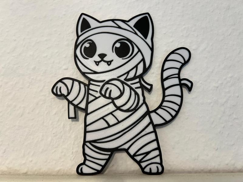 Halloween cat mummy decor