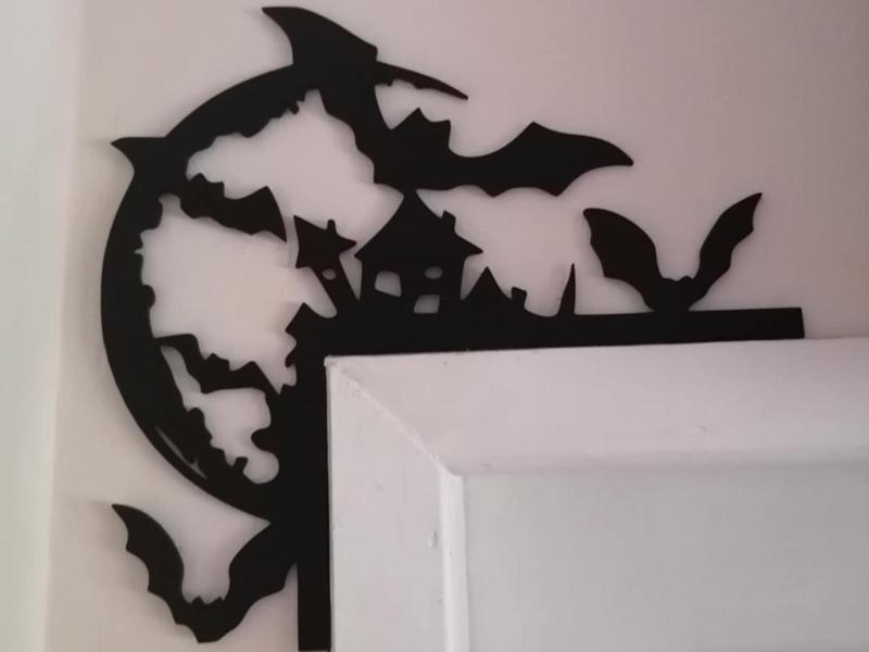 Haunted House & Bats - Corner Silhouette Wall Art