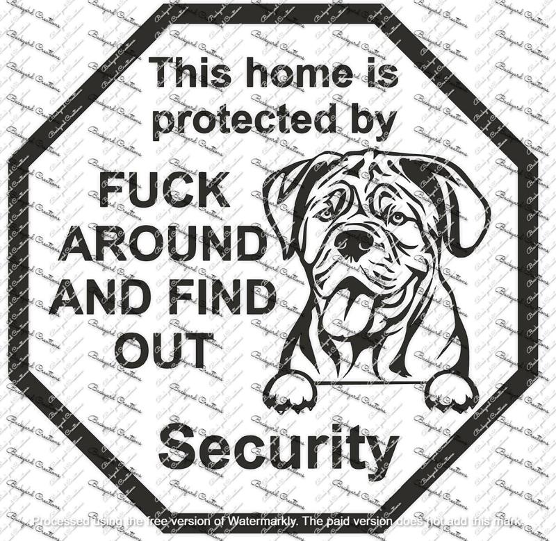 AMERICAN PITBULL FAFO FUCK AROUND AND FIND OUT SIGN DECOR SECURITY SIGN